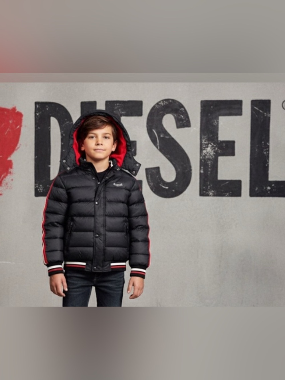 Authentic Diesel designer boys hooded puffer winter jacket coat sz 10